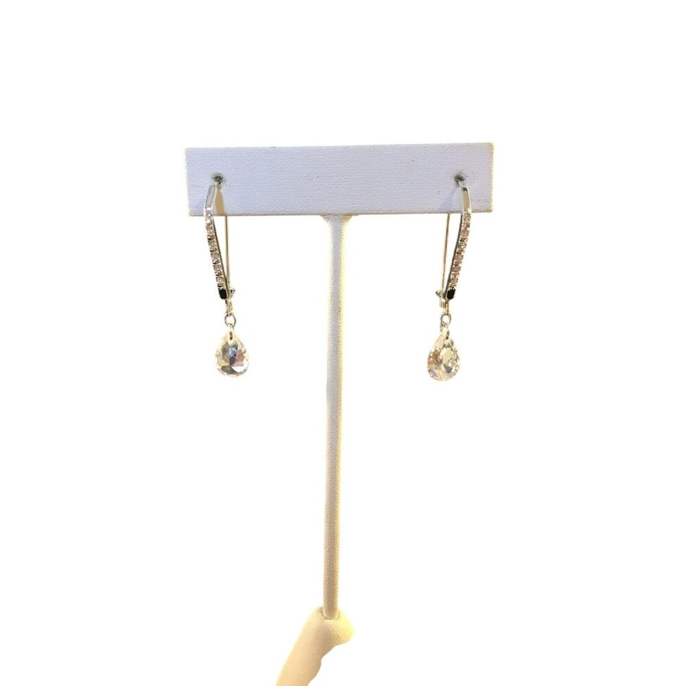Avon Silver Tone CZ Embellished Teardrop Earrings (1606)
